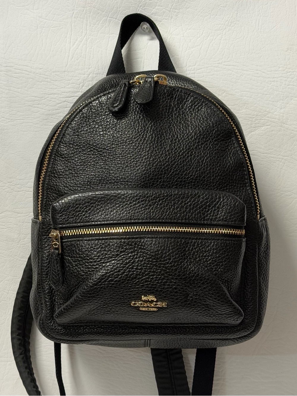Coach Mini Charlie Black Pebbled Leather Cowhide Backpack - Picture 8 of 8